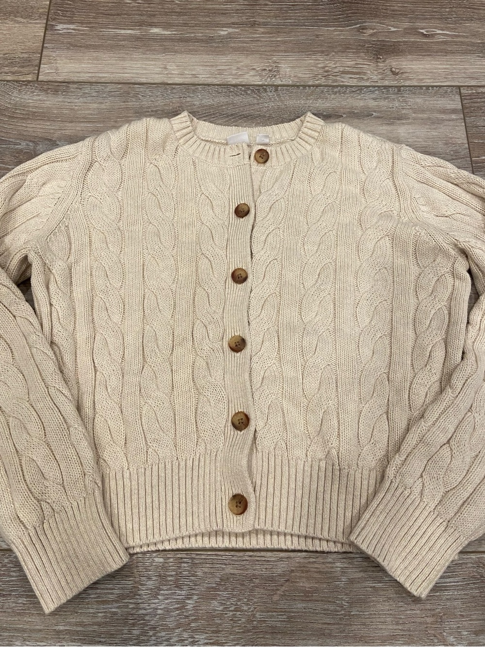 GAP Kids Cream Cable Knit Button-Front Sweater